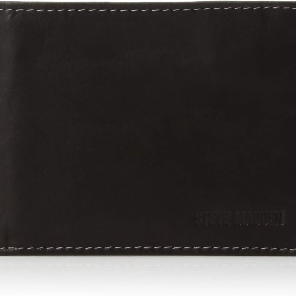 Men's Slim Leather Wallet with Extra Capacity Attached Flip Pockets